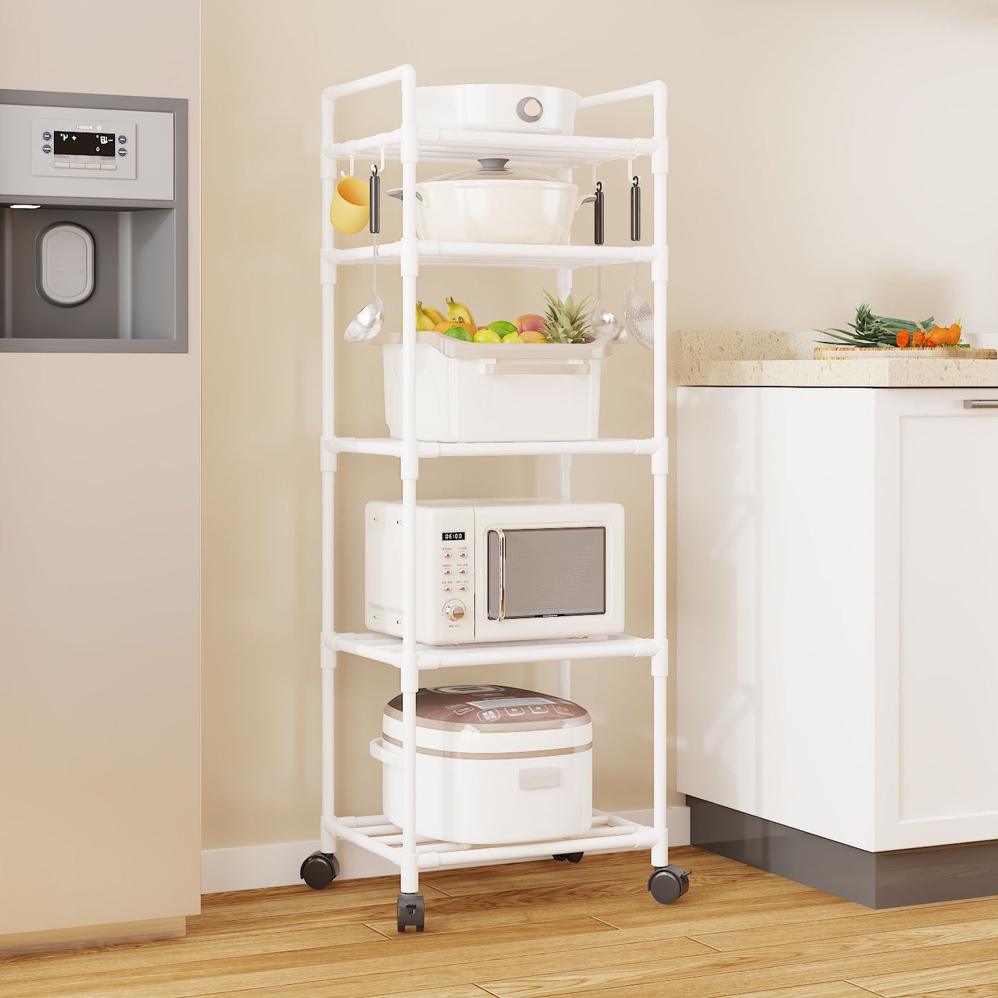 Multifunctional Floor Standing Multi-Tier Kitchen Storage Rack for Home & Bath
