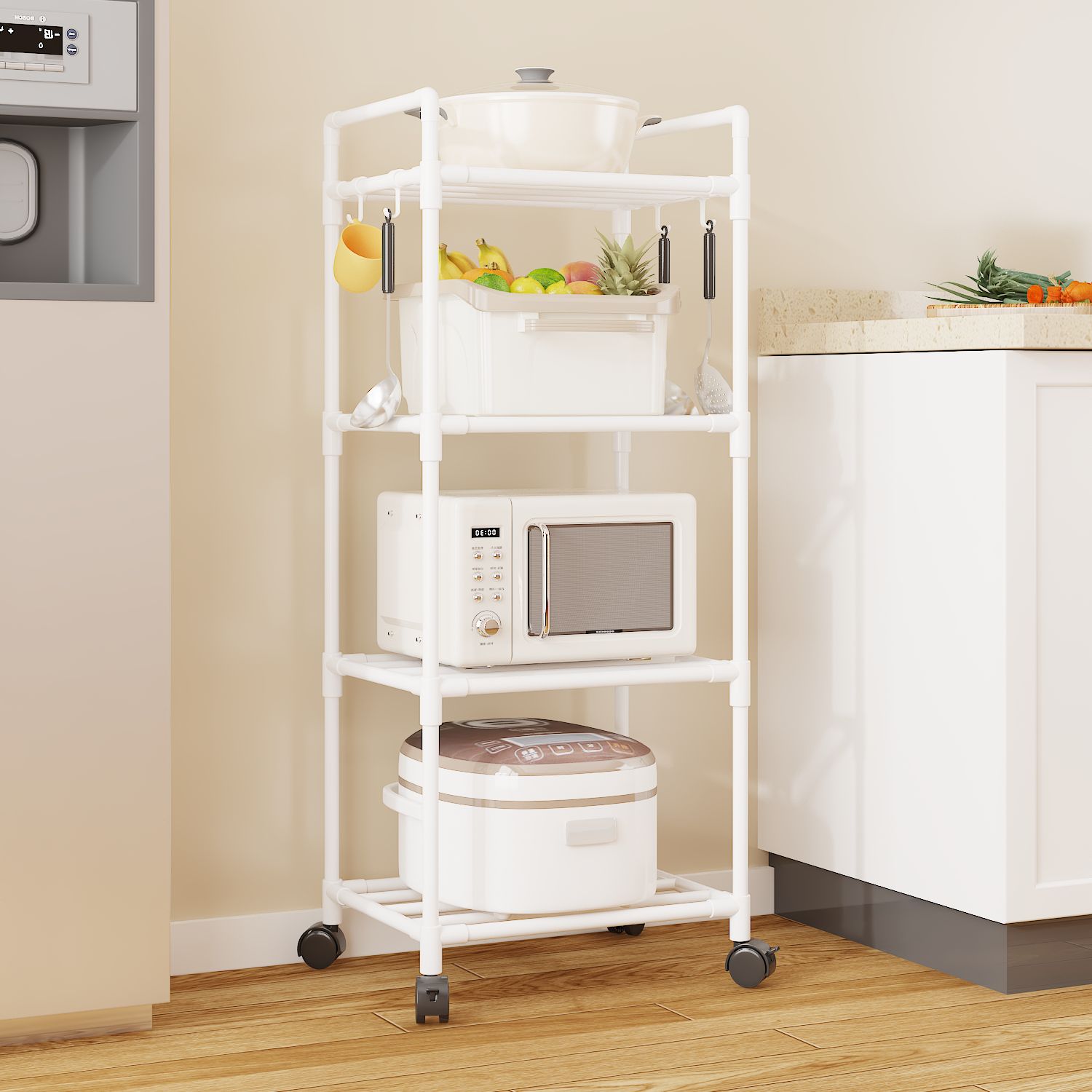 Multifunctional Floor Standing Multi-Tier Kitchen Storage Rack for Home & Bath