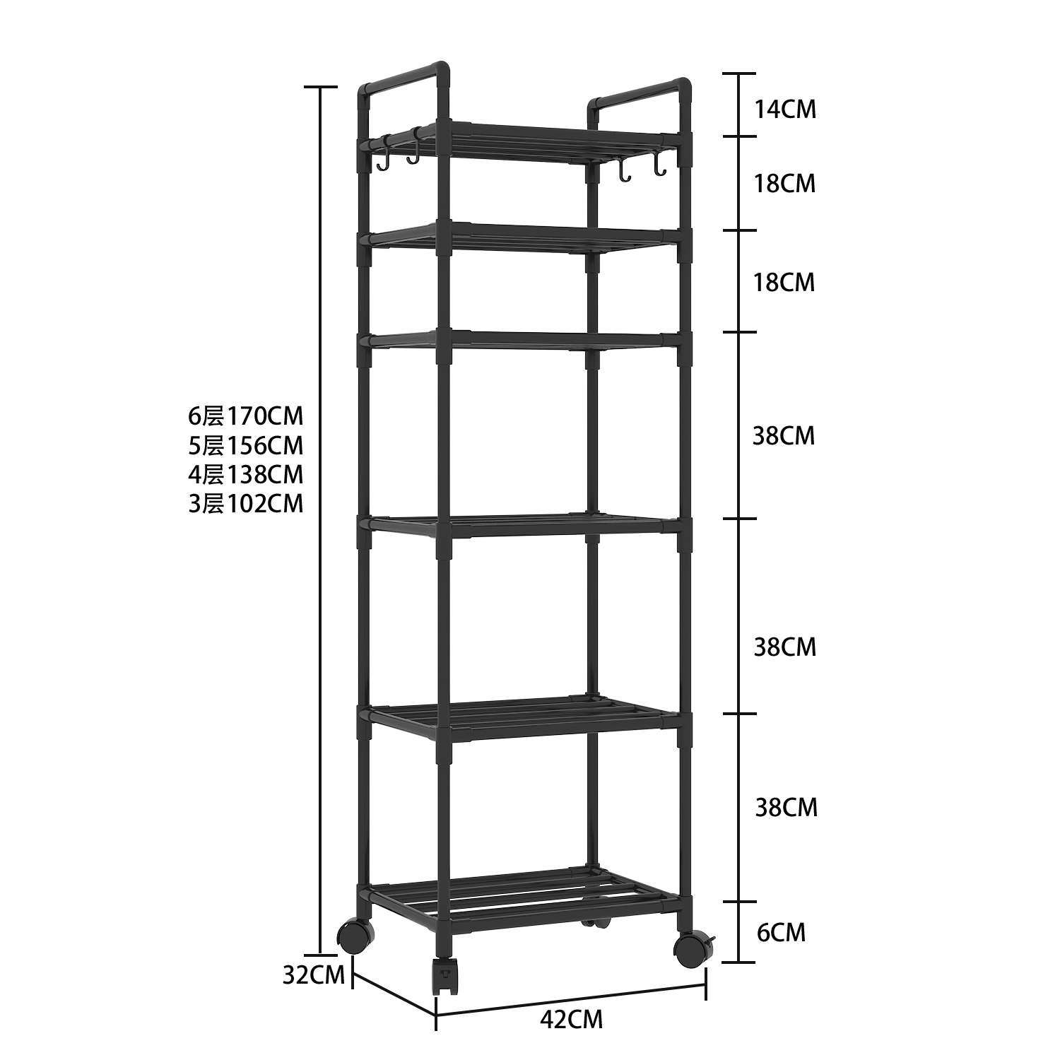 Multifunctional Floor Standing Multi-Tier Kitchen Storage Rack for Home & Bath