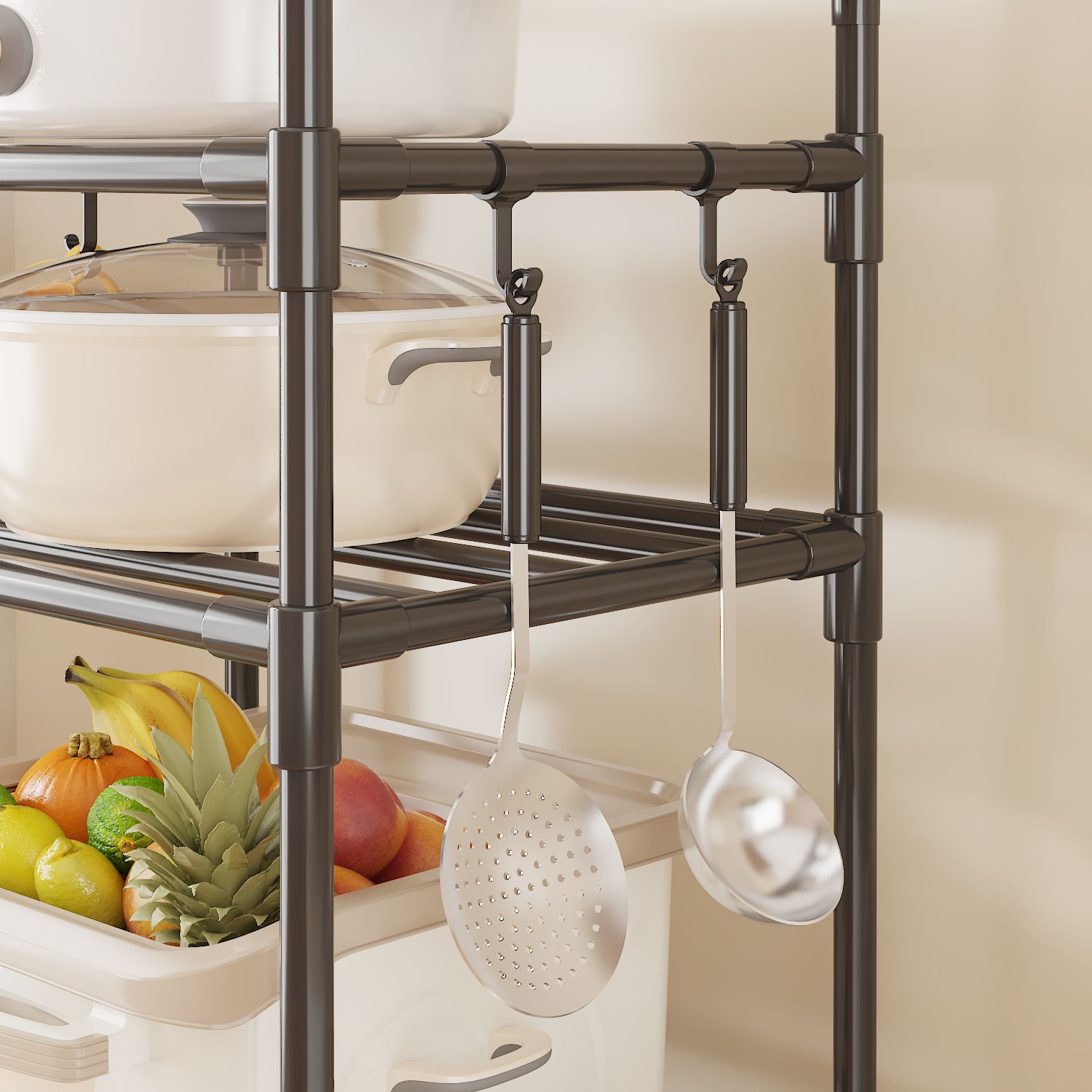 Multifunctional Floor Standing Multi-Tier Kitchen Storage Rack for Home & Bath