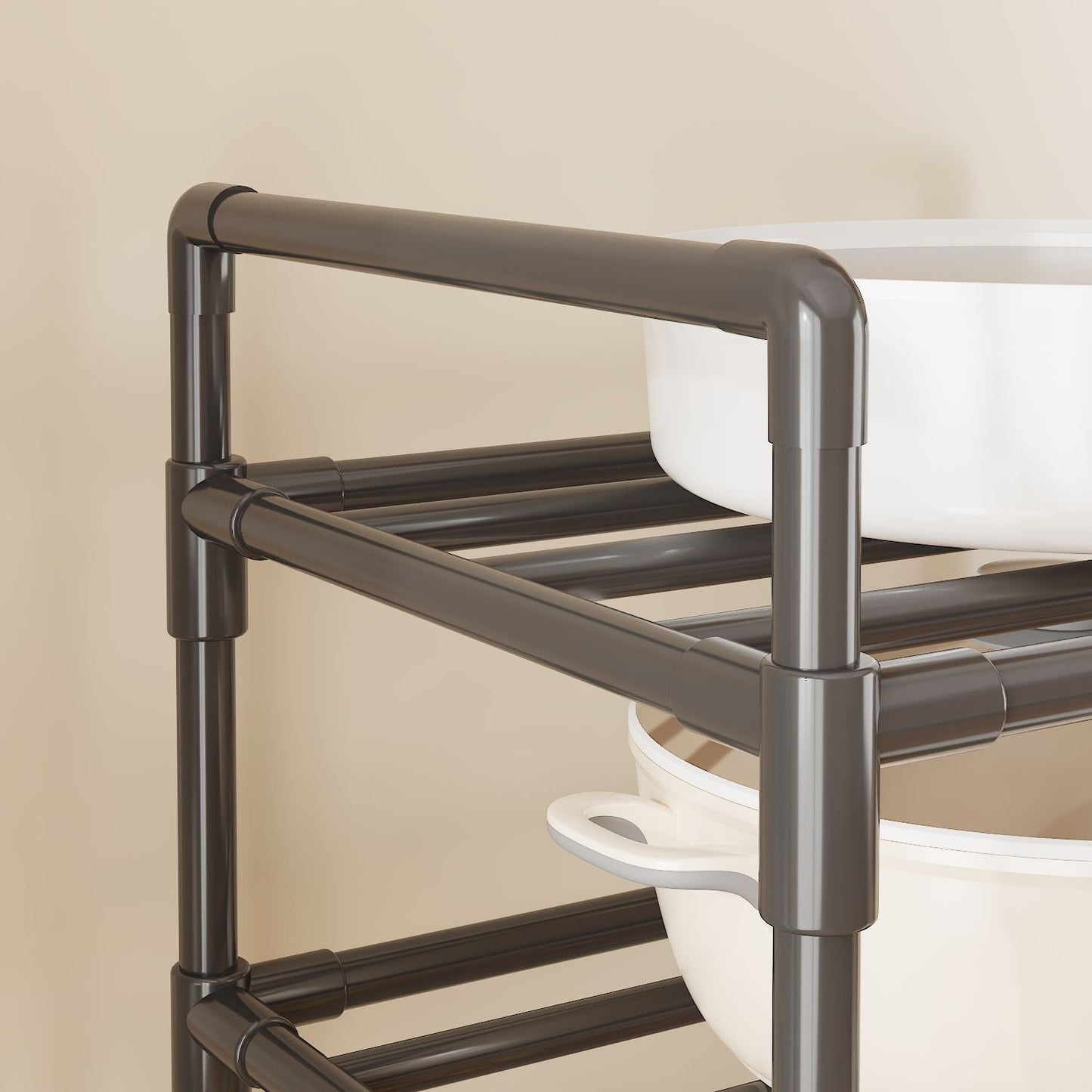 Multifunctional Floor Standing Multi-Tier Kitchen Storage Rack for Home & Bath