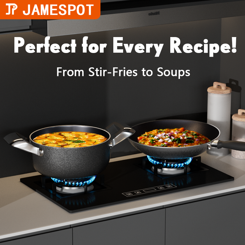 Jamespot 11-Piece Aluminum Non-Stick Cookware Set: Multi-Size Pots, Lids, Frying Pan