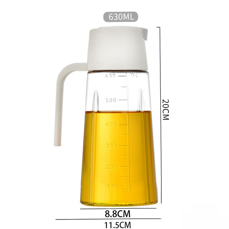 Smart Auto-Flip Glass Oil Dispenser Bottle, 630ML Kitchen Oil Jar, Leak-Proof