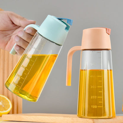 Smart Auto-Flip Glass Oil Dispenser Bottle, 630ML Kitchen Oil Jar, Leak-Proof
