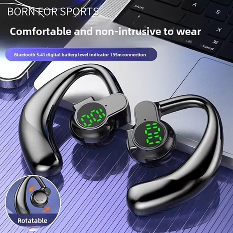 Bluetooth 5.4 Single Ear Earhook Noise Cancelling Sports Wireless Earbud Mic