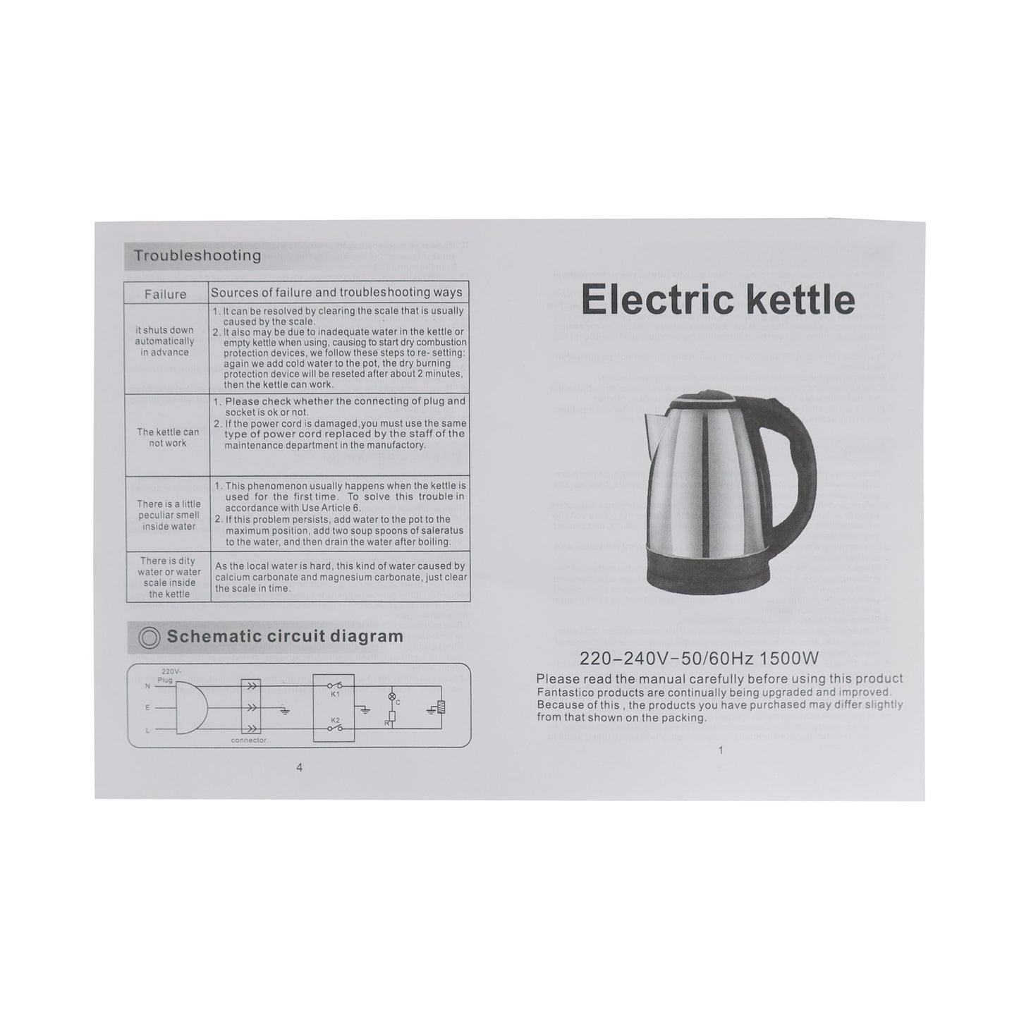 IPCONE 2L 1500W Stainless Steel Cordless Electric Kettle for Fast Boiling Water