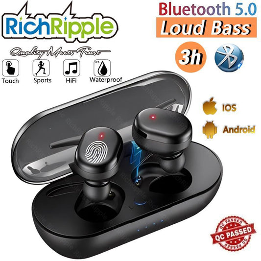 RichRipple RR30 Y30 Wireless Bluetooth Stereo Earbuds: Mic, Touch Control, Charging Case