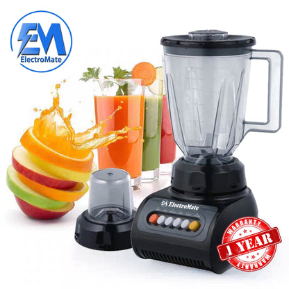 Powerful ElectroMate 2-in-1 Multifunctional Blender: Juicer, Grinder, 1.6 Quart Capacity