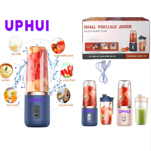 UPHUI Portable USB Rechargeable Blender: 6-Blade Mini Juicer for Shakes & Smoothies