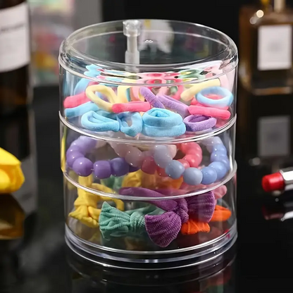 Elegant 3-Tier Rotating Jewelry Organizer Box, Clear Plastic 360° Swivel Display