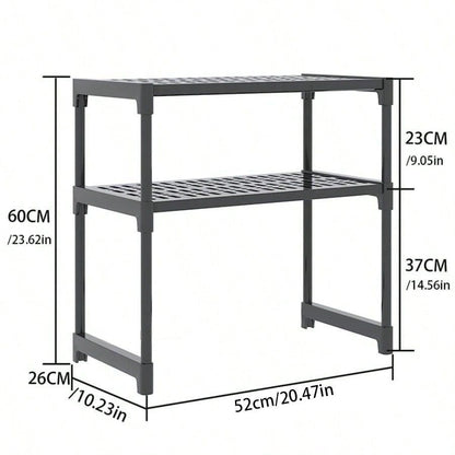 Jaza Keja 2-Tier Microwave Oven Rack, Steel Pipe Support, Rust-Proof Kitchen Organizer