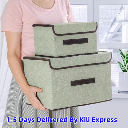 2-Pack Foldable Fabric Storage Bins, Portable Clothing Organizer Boxes for Dorm & Home