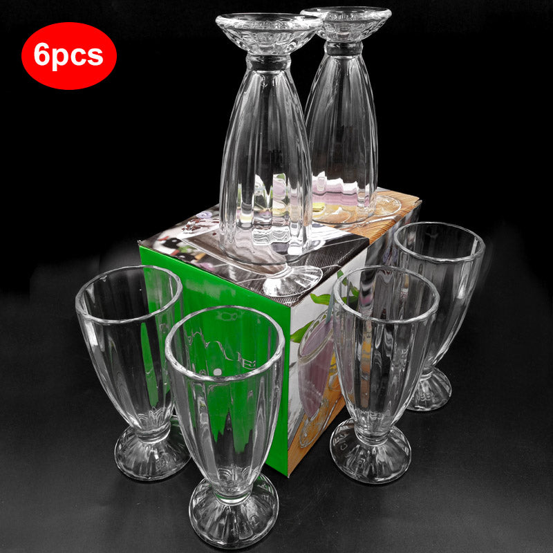 Sundabests 6-Piece High-Quality Round Glass Cups Set for Juice & Bar