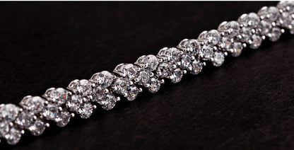 Elegant Rose Gold Roman Crystal Heart Chain Women's Bracelet - Fashion Bangle