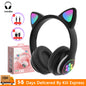 Vedo Flash Lamp Cute Cat Ears Bluetooth 5.0 Wireless Kids Headphones with Mic