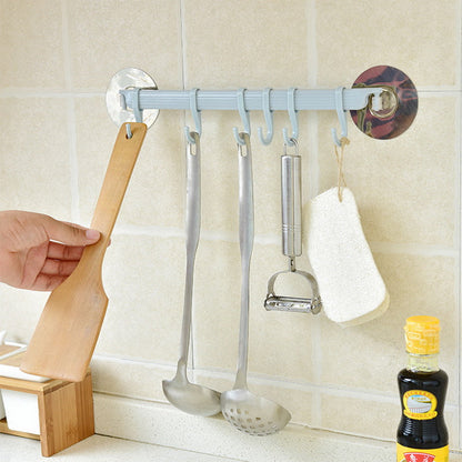 Adhesive Wall Mounted Multifunction Organizer Rack with Hooks for Bathroom Kitchen