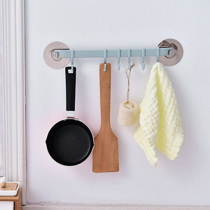 Adhesive Wall Mounted Multifunction Organizer Rack with Hooks for Bathroom Kitchen