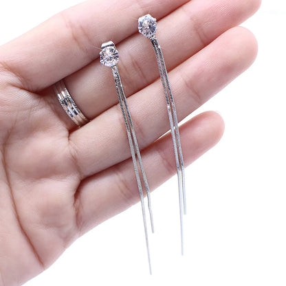 Elegant Long Crystal Tassel Dangle Earrings for Women: Wedding & Valentine's Jewelry