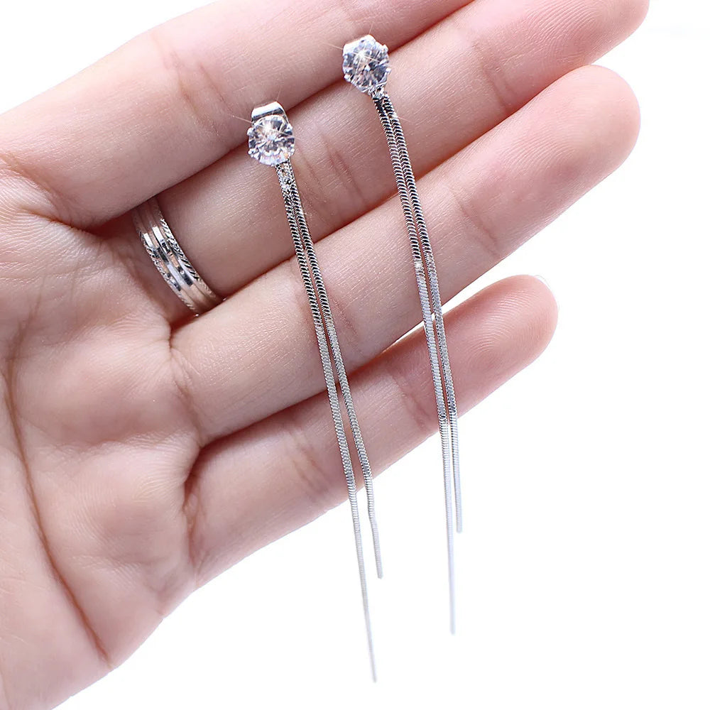 Elegant Long Crystal Tassel Dangle Earrings for Women: Wedding, Gift, Fashion