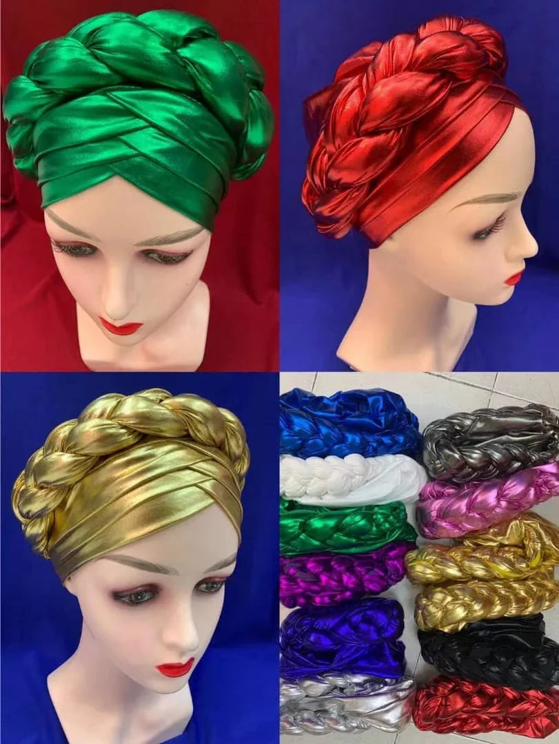 Premium Women's Braided Turban Headwrap - Auto Gele Headtie - Stylish Headscarf Bonnet