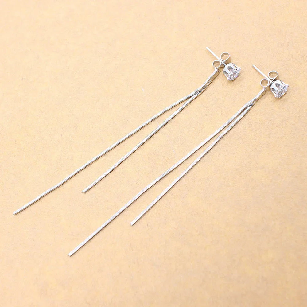 Sparkling Long Crystal Tassel Dangle Earrings for Women - Elegant Wedding & Gift Jewelry