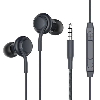 Premium Wired In-Ear Sports Earbuds with Mic, 3.5mm, Noise-Isolating Subwoofer