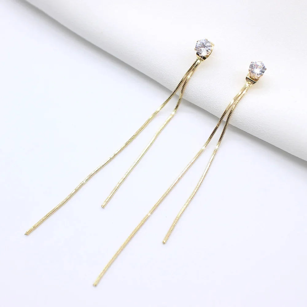 Elegant Long Crystal Tassel Dangle Earrings for Women: Wedding, Gift, Fashion