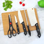 6-Piece Stainless Steel Kitchen Knife Set with Bamboo Cutting Board Sharpener