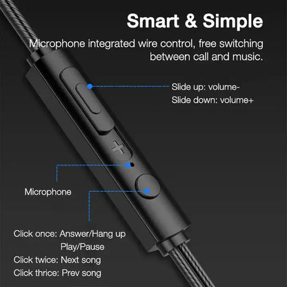 Premium 2024 3.5mm Wired In-Ear Headphones: Bass Stereo Earbuds with Mic