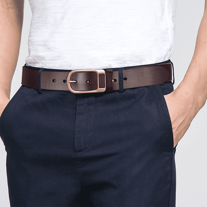Durable Men's Vintage PU Leather Business Casual Belt with Adjustable Needle Buckle