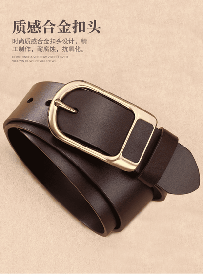 Durable Men's Vintage PU Leather Business Casual Belt with Adjustable Needle Buckle