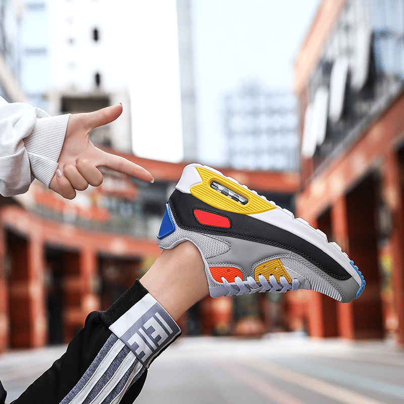 Men's Air Cushion Running Shoes: Breathable Mesh, Casual Lace-up, Sport Trainers