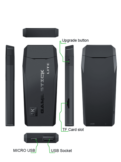 4K HD Retro Video Game Console Stick: 64GB Storage, 20000+ Classic Games