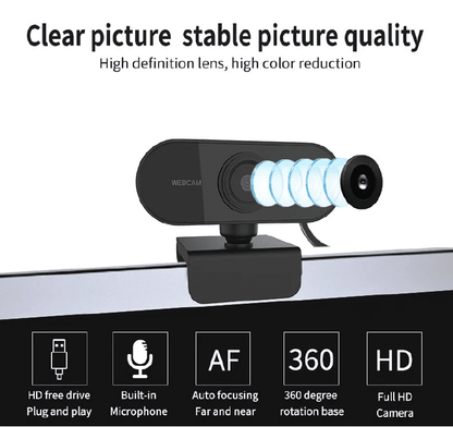 Full HD 1080P/2K USB Webcam with Built-in Microphone for PC Mac Laptop Desktop Streaming