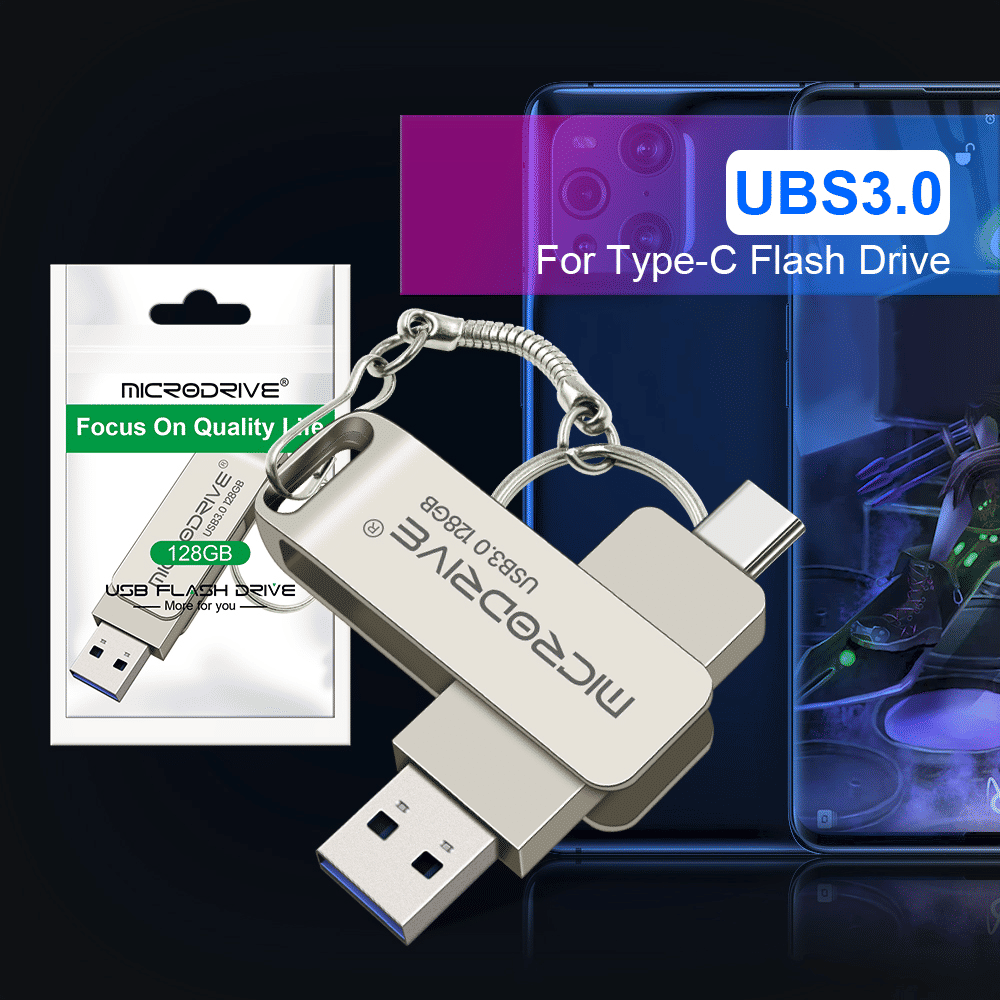 High-Speed Dual-Port Metal USB 3.0 OTG Flash Drive for Type-C & USB-A