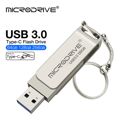 High-Speed Dual-Port Metal USB 3.0 OTG Flash Drive for Type-C & USB-A
