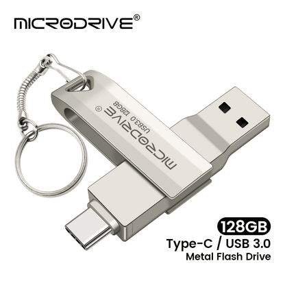 High-Speed Dual-Port Metal USB 3.0 OTG Flash Drive for Type-C & USB-A