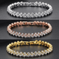 Elegant Rose Gold Roman Crystal Heart Chain Women's Bracelet - Fashion Bangle