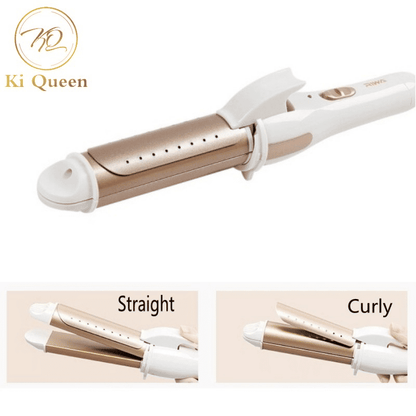 Efficient 2-in-1 Gold Hair Straightener & Curling Iron for Versatile Styling