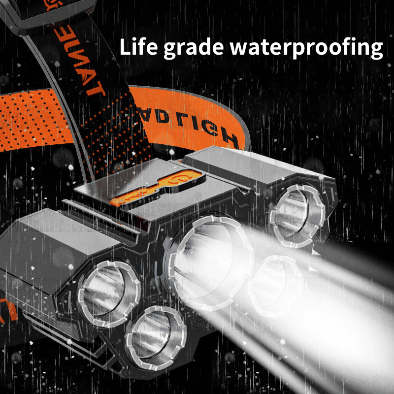 1200 Lumen USB Rechargeable 5-LED Waterproof Zoomable Headlamp for Outdoor Adventures