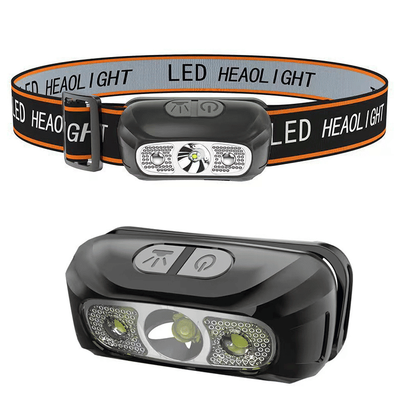 Bright LED Rechargeable Headlamp with Motion Sensor for Outdoor Activities