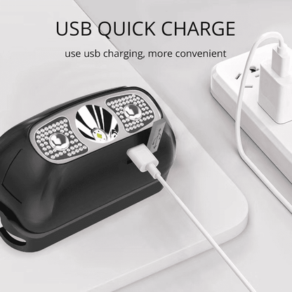 Bright LED Rechargeable Headlamp with Motion Sensor for Outdoor Activities