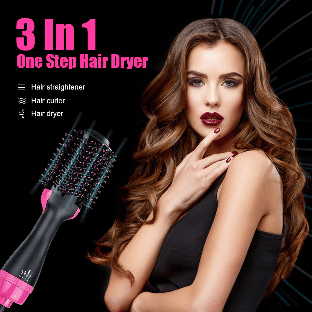 Pro One Step Hot Air Brush Volumizer: Dryer, Straightener, Curler for All Hair Types