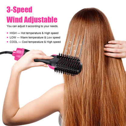 Pro One Step Hot Air Brush Volumizer: Dryer, Straightener, Curler for All Hair Types