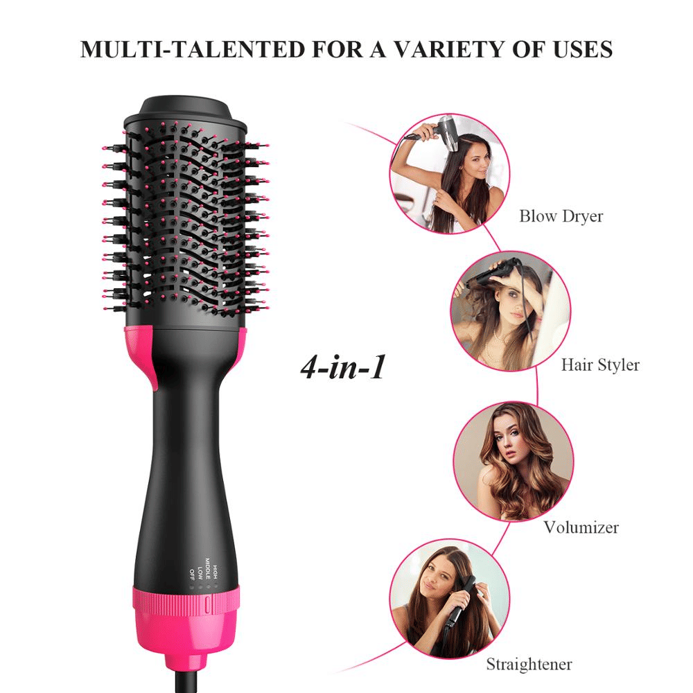 Pro One Step Hot Air Brush Volumizer: Dryer, Straightener, Curler for All Hair Types