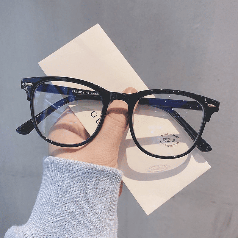 Vintage Anti-Blue Light Computer Glasses: Stylish Plain Frame for Digital Eye Strain