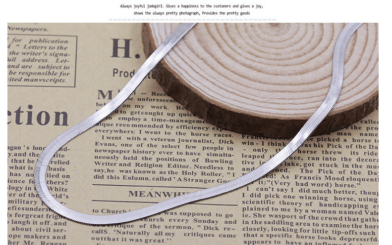 Elegant Silver Plated Flat Snake Bone Chain Clavicle Necklace for Unisex