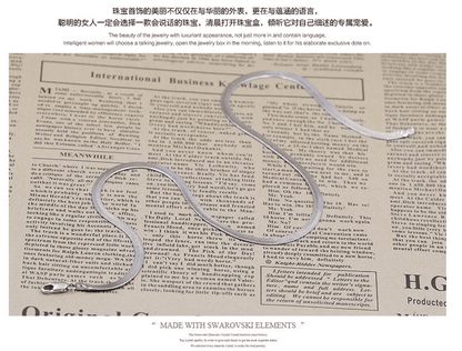 Elegant Silver Plated Flat Snake Bone Chain Clavicle Necklace for Unisex