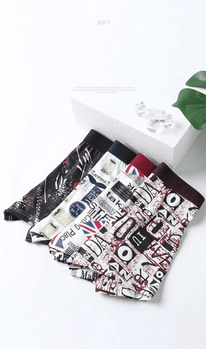 4-Pack Men's Ice Silk Boxer Briefs: Breathable, Comfortable, Fashion Print Underwear