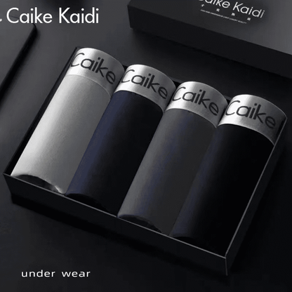 Caike Kaidi Men's 4-Pack Cotton Boxer Briefs - Antibacterial, Breathable, Youthful